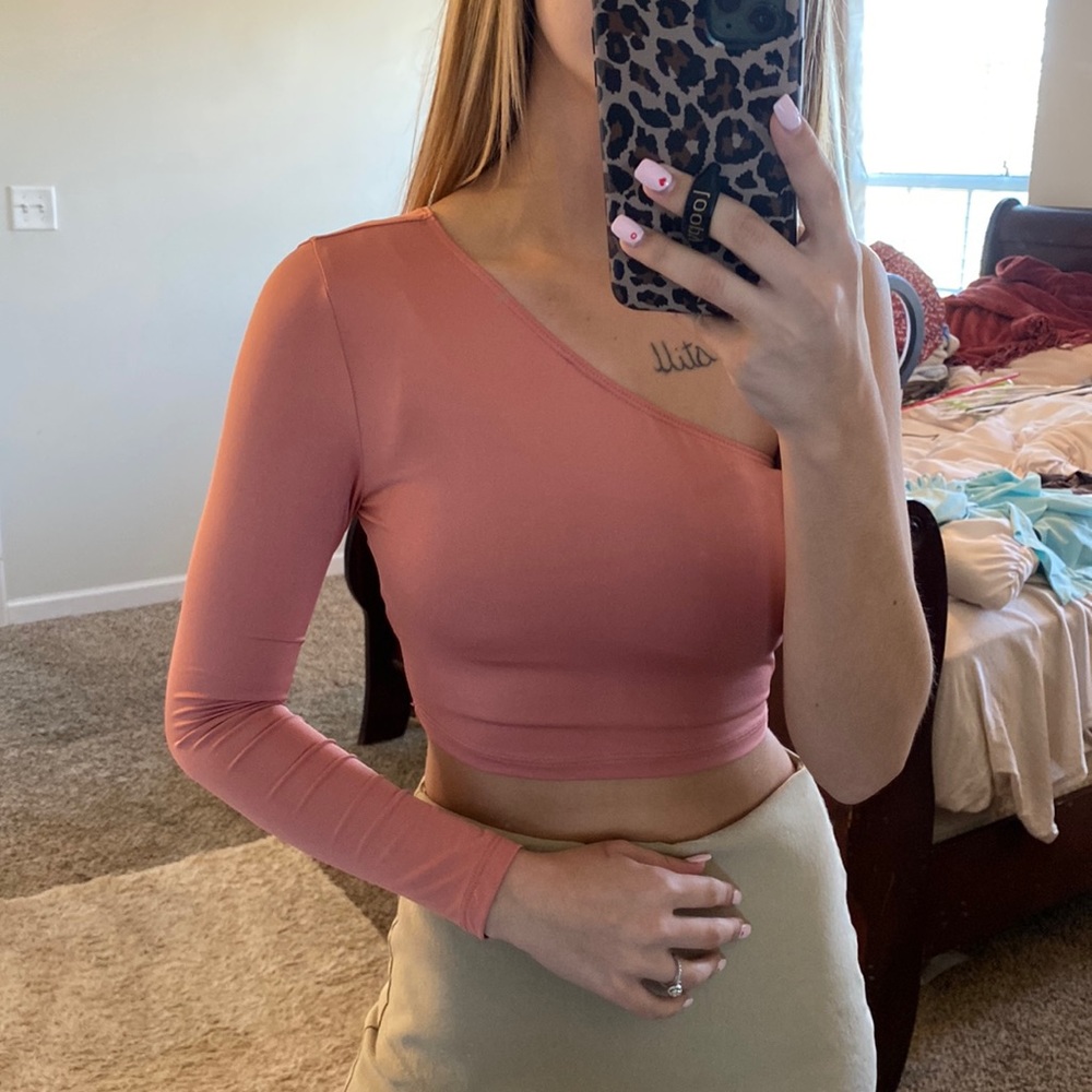 pink one shoulder top